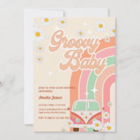 Zwei Groovy Babydusche Pink Daisy Rainbow Van