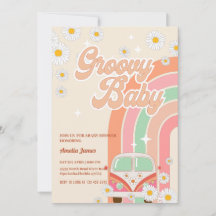 Zwei Groovy Babydusche Pink Daisy Rainbow Van