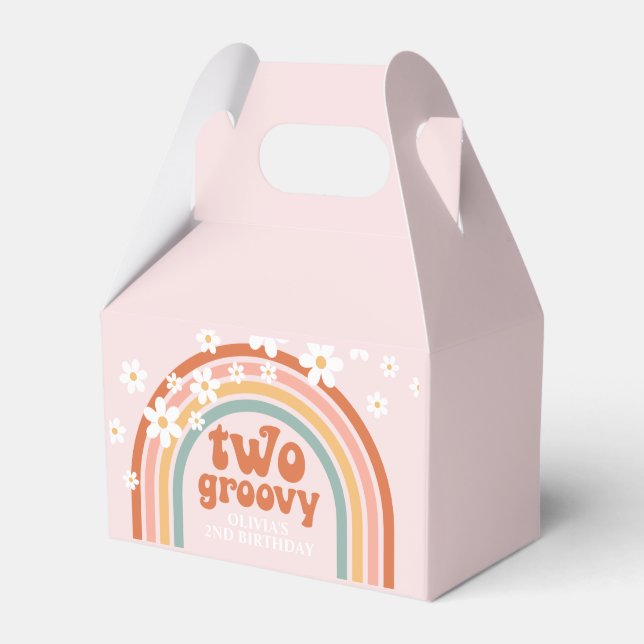 Zwei Groovy daisy boho floraler Regenbogen 2 Gebur Geschenkschachtel (Vorderseite)