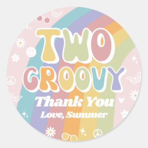 Zwei Groovy Favor Tags Groovy Favorits Runder Aufkleber