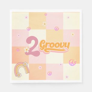 Zwei Groovy Girls Geburtstagspapier Napkin Serviette