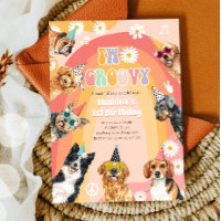 Zwei Groovy Hund Retro Pawty Boy Geburtstag