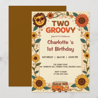 Zwei Groovy Löwe Geburtstag Retro 70er 2. Geburtst