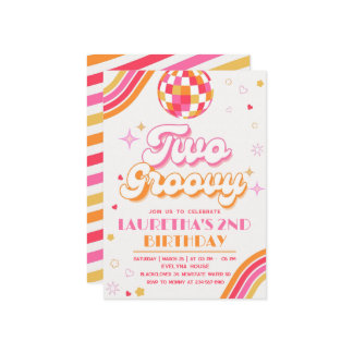 Zwei Groovy Party zum Geburtstag Einladung