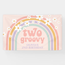 ZWEI Groovy Pastel Regenbogen 2ND Geburtstag Banner
