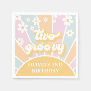 Zwei Groovy pastel Retro Sunshine daisy boho Serviette