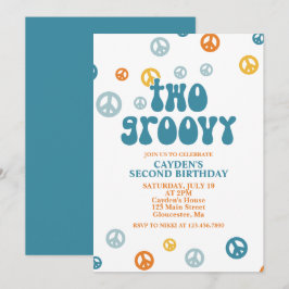 Zwei Groovy Retro Boy 2. Geburtstag Einladung