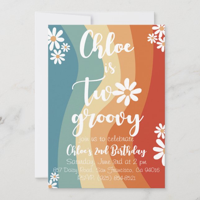 Zwei Groovy Retro Einladung (Vorderseite)