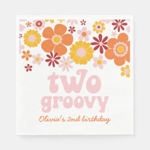 Zwei Groovy Retro Floral 2. Geburtstag Napkins Serviette