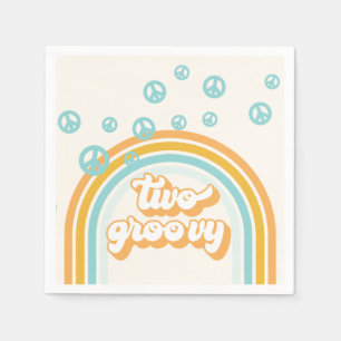 ZWEI Groovy Retro Junge 2. Geburtstag Serviette