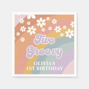 Zwei Groovy Retro Rainbow Serviette