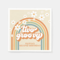 Zwei Groovy Retro Regenbogen Gänseblümchen Geburts