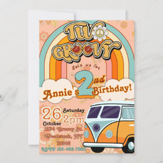 ZWEI Groovy zum Geburtstag Einladung