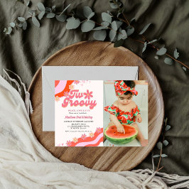 Zwei großartige Blume Retro Groovy 2. Einladung