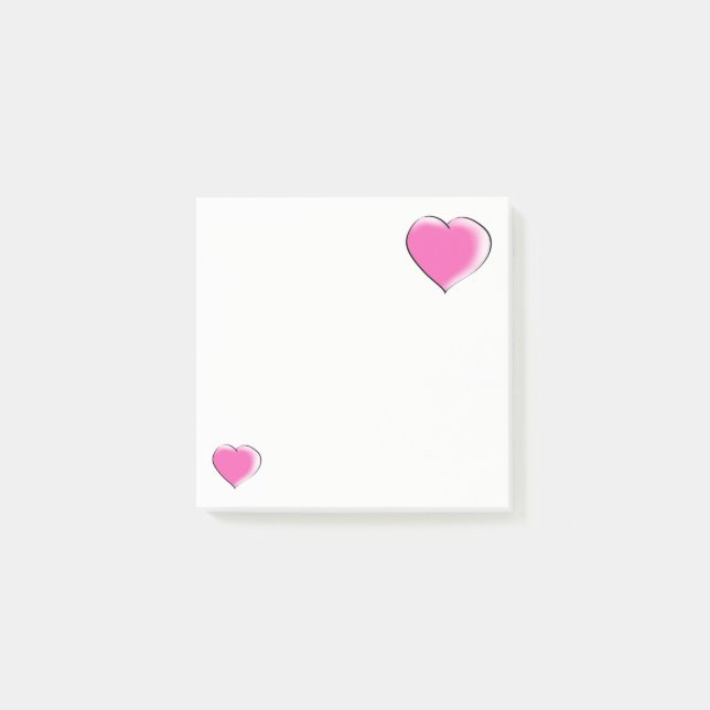Zwei große rosa Herzen Post-it Klebezettel (Vorderseite)