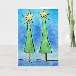Zwei große Weihnachtsbäume Feiertagskarte