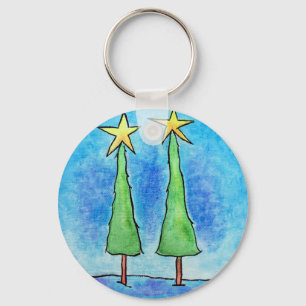 Zwei große Weihnachtsbäume Schlüsselanhänger