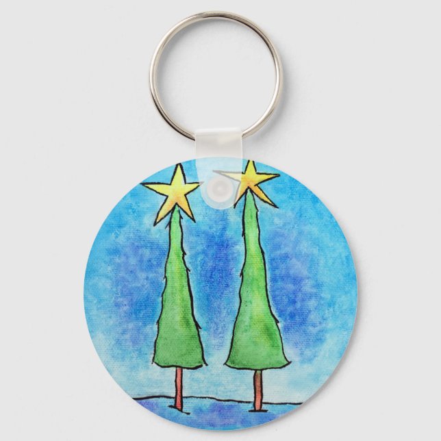 Zwei große Weihnachtsbäume Schlüsselanhänger (Vorderseite)