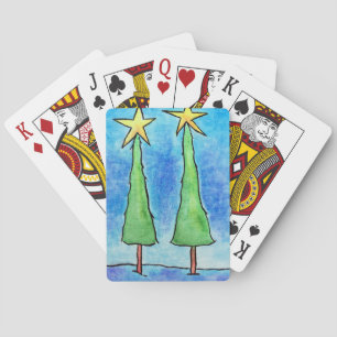 Zwei große Weihnachtsbäume Spielkarten
