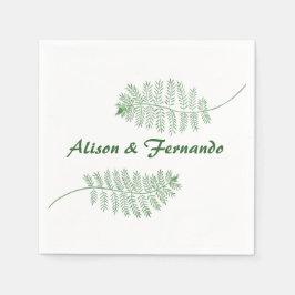 Zwei grüne Ferns Personalisierte Hochzeit Napkins Serviette
