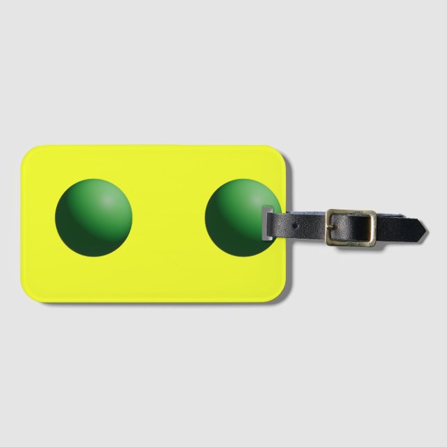 Zwei grüne Kugeln auf Gelb Gepäckanhänger (Vorderseite (Horizontal))