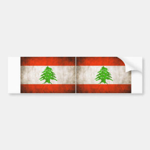 ZWEI Grungy der Libanon Flagge Autoaufkleber