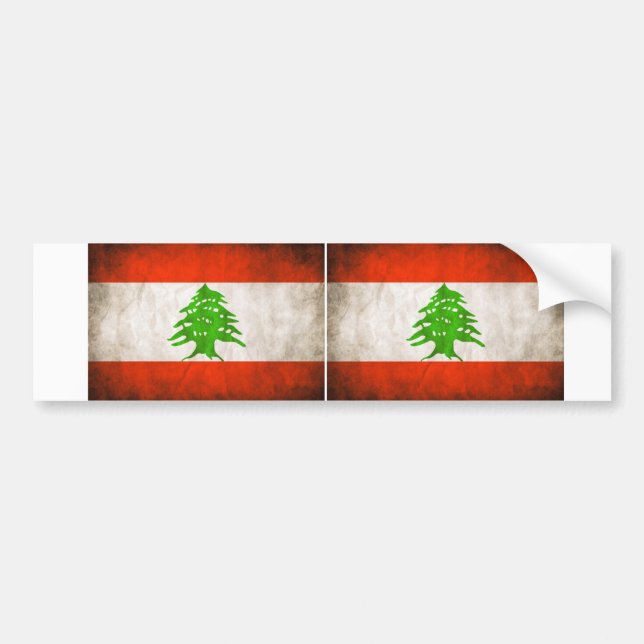 ZWEI Grungy der Libanon Flagge Autoaufkleber (Vorne)