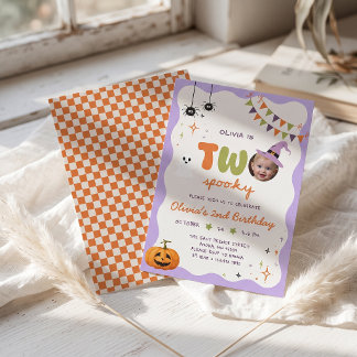 Zwei gruselige Boo-Day-Spaß 2. Geburtstagseinladun Einladung