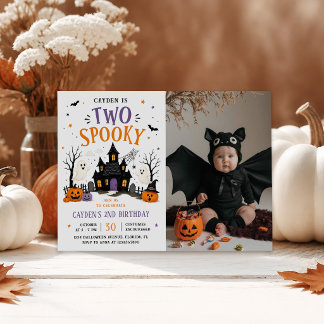 Zwei gruselige Halloween 2. Geburtstagsfeier Foto Einladung