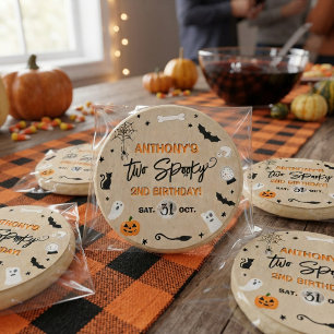 Zwei Gruselige! Halloween 2. Geburtstagsfeier-Mitg Runder Aufkleber