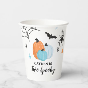 Zwei gruselige Halloween blaue Kürbis Geburtstagsp Pappbecher