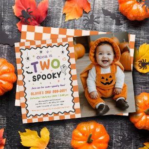 Zwei gruselige Halloween-Geister 2. Geburtstagsfot Einladung