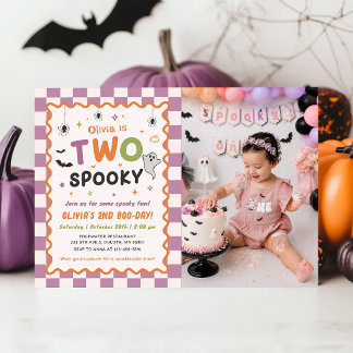 Zwei gruselige Halloween-Geister 2. Geburtstagsfot Einladung