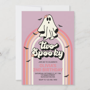 Zwei gruselige Retro-Halloween-Geister-Geburtstag Einladung
