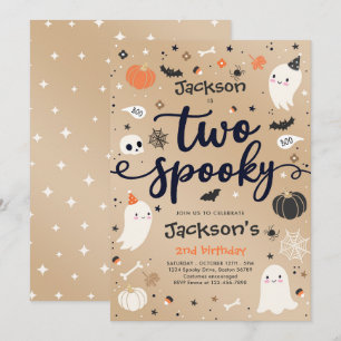 Zwei gruselige Vintage-Halloween-Geister zum 2. Ge Einladung
