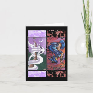Zwei Grußkarte für das Lesezeichen eines Drachen Karte
