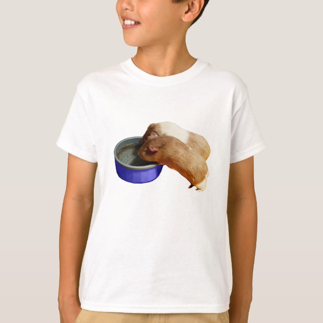 zwei Guinea aus braunem und weißem, glattem Haar, T-Shirt (Vorderseite)