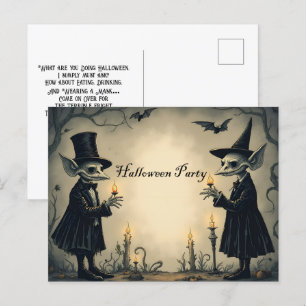 Zwei gut gekleidete Goblins-Halloween-Partys Einladungspostkarte