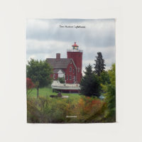 Zwei Hafen Leuchtturm & Boat Wandteppich