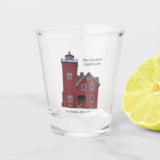 Zwei Häfen Leuchtturmglas Schnapsglas (Vorderseite)