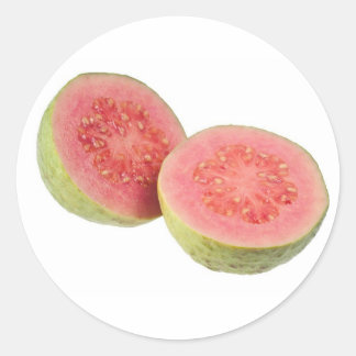 Zwei halbe rosa Guava Runder Aufkleber