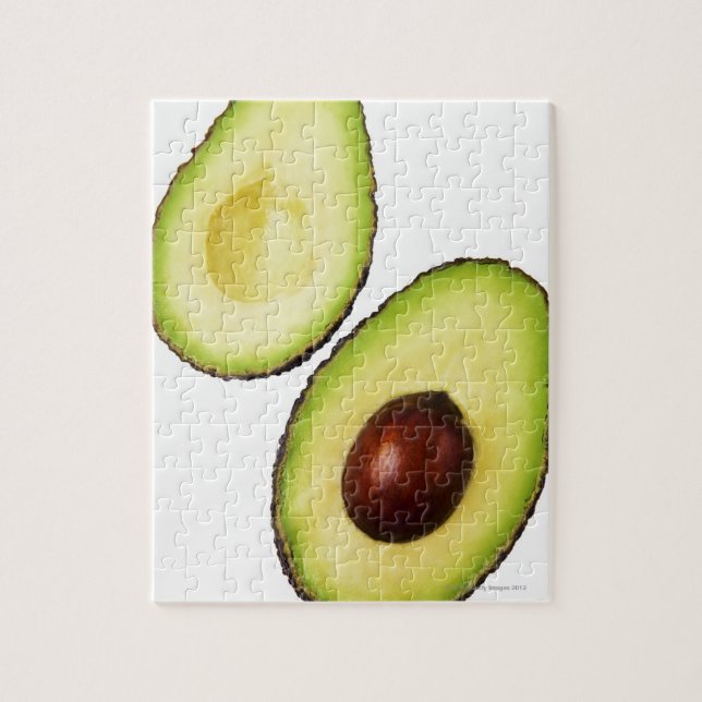 Zwei Hälften eines Avocados, weiß Puzzle (Vertikal)