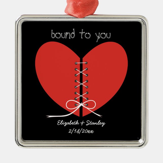 Zwei Hälften eines Herzens, verbunden mit einem Fa Silbernes Ornament (Vorne)