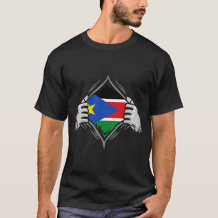 Zwei Hände Ripping offenbare Flag Südsudan T-Shirt