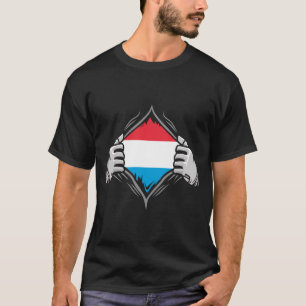Zwei Hände Ripping Revealing Flag Luxemburg T-Shirt