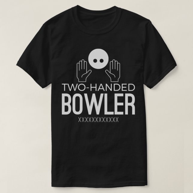 Zwei handgehaltene Bowler alle Strikes Hände T-Shirt (Design vorne)