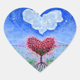 Zwei Hearts Surrealistische Kunst Herz-Aufkleber