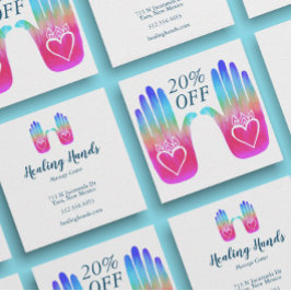 Zwei heilende Hände Herz Hamsa farbenfroh individu Rabattkarte