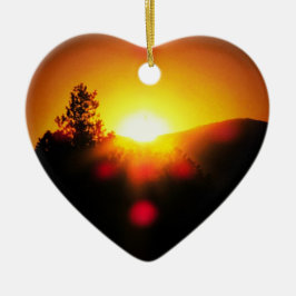 Zwei helle orange Sonnenuntergänge Keramikornament