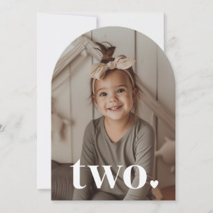 Zwei Herz Arted Foto 2. Geburtstag Einladung